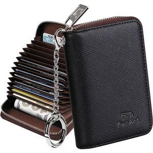 Credit Card Wallet Zipper Card Cases Holder for Men Women RFID Blocking Keychain